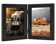 5x7 Double Picture Frame Displays Two Pictures Hinged Frame with Front Glass
