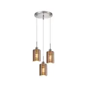 CLA Lighting ESPEJO2 Interior Iron & Rose Gold Glass with Line Effect Oblong Pendant Light- 3 lits Round