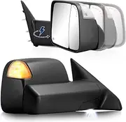 Power Folding Towing Mirror Replacement fit for 2009-2018 Dodge Ram 1500 2500 3500 with Power Folding Power Adjusted Glass Heated LED Turn Signal Light Puddle Lamp Temp Sensor Flip Up Pair Set