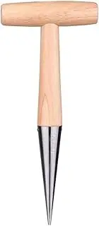 Kisangel Portable Fertilization Tool Gardening Hole Puncher Metal Dibber Ergonomic Handle for Seedlings Transplanting and Sowing