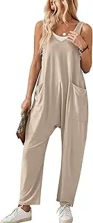 [Panegy] Women's Knitted Dungarees Casual Baggy Dungarees Sleeveless Straps Rompers with Pockets Loose Cotton Dungarees Jumpsuits