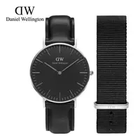 在飛比找旋轉拍賣優惠-正品danielwellington黑錶36MM DW手錶女