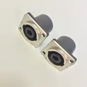 2 Pieces NL4MP Female 4 Pin SpeakON Connectors Square Configuration Metal Panel