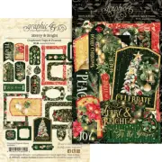 Graphic 45 MERRY & BRIGHT 30pc Tags & Frames Chipboard Assortment Christmas