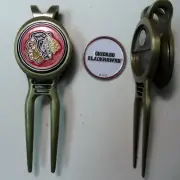 NHL Golf Divot Repair Tool + Ballmark Chicago Blackhawks Bronze Beltclip