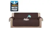100% Waterproof Sofa Slipcover Premium Sofa 1/2/3/4 Seater and Recliner Sofa Furniture Protector, Non Slip Pet Friendly Faux Cotton Sofa Covers, Brown