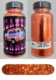 Blakes Metal Flake .015 Bright Golden Clockwork Orange Hot Rod custom 2oz jar