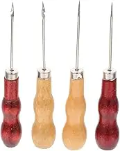 Operitacx Leather Craft Awls Set 12pcs Pricking Tools Wooden Handle for Sewing Leather Repair