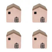 4x Urban Jonah House 8cm Concrete Ornament Home Decor Statue Display Medium Pink