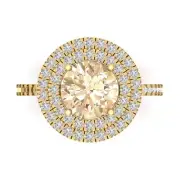 2.47Ct Round Cut Natural Morganite Gold Halo Engagement Promise Bridal Ring