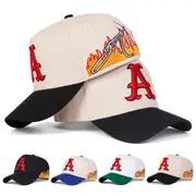 Embroidered A Letter Flame Baseball Cap Adjustable Sun Hat