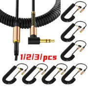 RYRA Audio Cable 3.5mm 90 Degree Elbow Spring Retractable Jack Speaker Extension