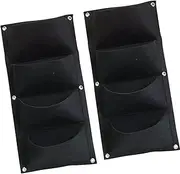 Generic 2Pcs Plant Grow Bags Wall Planters Wall Mounted Flower Containers Hanging Flower Pouch for Yard Vegetable Greenery, Black Vertical