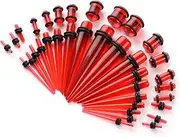 [vogem] 36-Piece Ear Taper Set, 1-10 mm/14G-00G Ear Gauges Expander Set, Acrylic Tapers and Plugs, Body Piercing Jewellery Set for Men and Women (Red), 0, Acrylic ear stretcher set, No Gemstone