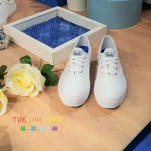 TheOneShop Keds 經典款 小白鞋 白色 全白 厚底 3公分 增高 基本 帆布 藍標 帆布鞋 WF49946