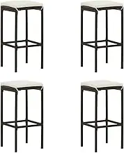 Bar Stools with Cushions 4 pcs Brown Poly Rattan Bar Chair