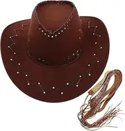 [ANDRESLAD] Rhinestone Cowboy Hat for Women Stylish Western Big Brim Sun Hat Versatile Accessory for Camping Beach and Everyday Use