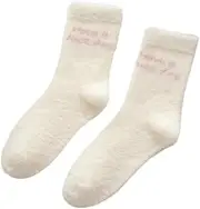 [CukYi] Thermal Socks 3Pairs Winter Warm Thick Soft Fuzzy Bed Socks for Ladies,Strawberry Pattern Thermal Socks Knitted Socks Winter Fuzzy Bed Slipper Socks for Casual Home Sleeping Xmas Gift (Color : Letter