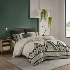 Marta Flax Linen/Cotton Comforter Set, Modern Boho Design with Trim Accent, M...