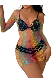 Sexy Body Stocking Short Rainbow Fishnet Style Lingerie Lace Sexy