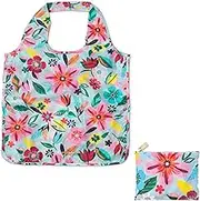 kate spade new york Reusable Produce Bags, Shopping Tote with Zipper Storage Pouch, Lightweight Foldable Grocery Bag, Safari Floral, Safari Floral