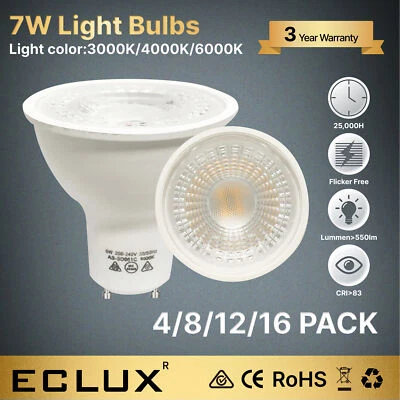4/8/12/16PCS 7W GU10 LED GLOBE BULB LIGHT SPOTLIGHT 200-240V 3000k 6000k >550lm