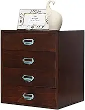 Solid Wood Desktop File Cabinet Organizer Rustic Desk Storage Box for Office Home School Wooden Desk Drawers Filing Cabinet