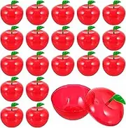 DatingShiny 24 Pcs Red Apple Container Candy Boxes Plastic Bobbing Apples Decorative Fillable Ornaments for Gift Wrap, Xmas Tree Decorations, Wedding Holiday Party Favor Classroom Teacher Supplies