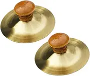 Abaodam 2pcs Percussion Instrument Musical Hand Drums for Cymbals Low Volume Cymbal Instruments Music Mini Cymbal Wooden Golden