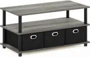 FURINNO Turn-N-Tube Coffee Table, 31.22D x 15.5W x French Oak/Black/Black