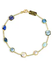 Ippolita 18K Yellow Gold 18K Rock Candy Multi Stone Mixed Cut Confetti Statement Bracelet