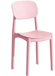 XINCHANG Modern Dining Chair Square Back Stackable Premium Plastic Chairs Contemporary Modern Molded Plastic Stacking Dining Chairs (Pink)