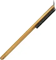 Generic Pizza Stone Cleaning Brush - Pizza Oven Brushes Stone Cleaner with Scraper | Long Wood Handle, Pizza Oven Accessories, Reusable 2 in 1 Kitchen Tool for Outdoor Ovens, Pizza Stones, Cooking