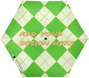 [miaozhen] custom UV 50+ umbrella automatic Lemon Green Checkered Plaid Buffalo Gold in beach windproof sun-proof waterproof customized Premium Grip, Fits Car & Backpack auto open paraguas