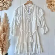 Alice + Olivia mini dress 8 ruffled button front belted