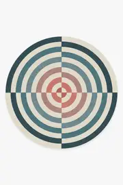 245' Round | Machine Washable Runner Rug | Kid & Pet Friendly | Indoor Rug | Jonathan Adler Op Art Teal Rug | Ruggable