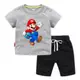 2022童T恤super Mario夏季新款童裝ins韓版兒童短袖中褲兩件套裝