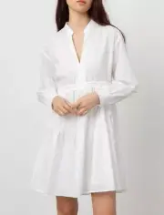 RAILS NWT $218 White Ivy V Neck Tiered Mini Dress with Drawstring Waist S