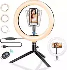 10.''Led Ring Light Phone Holder Portable Photo Selfie Makeup Tripod Stand