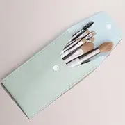 Makeup Brush Set 8 Pcs Premium Synthetic Foundation Powder Concealers Eye shadows Blush Light Blue Makeup Brushes with Light Blue Storage Bag