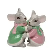 Cosmos Christmas Mice Salt And Pepper Shaker Set- Pink & Green