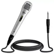 Pyle Moving Coil Dynamic Microphone 6.5ft Cable On/Off Switch - Silver PDMIK1