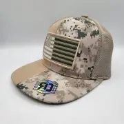 Runs Deep Tactical Camo Mesh Trucker Hat With Embroidered American Flag OSFM