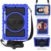For iPad 10.2in (2021,2020,2019) 360 Case,Stand,Shoulder/Hand Strap,Blue