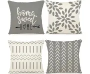 Cushion covers, set of 4, linen cushion covers, decorative cushion covers for sofa, garden bed, couch, 40 x 40 cm (set of 4)