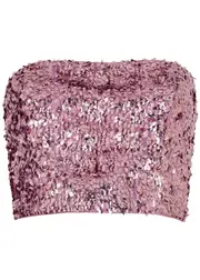 Rotate Birger Christensen Sequin-embellished Strapless Cropped top - Pink - 40 (UK12 / M) 40 (UK12 / M)