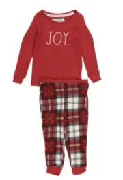 NWT 2T Toddler Rae Dunn Christmas Pajamas JOY Holiday Pjs Set Plaid Checker