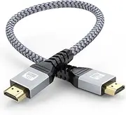 10K 8K Short HDMI Cable 1 Foot, HDMI Cable 1FT HDMI 2.1 Cord 8K@60Hz Ultra High Speed HDMI to HDMI 48Gbps (4K@120Hz, 2K@144Hz, eARC, HDR, 3D) for Laptop, Monitor, Switch, TV, PS5/PS4, Xbox