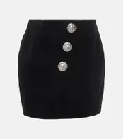 [Balmain] Balmain Embellished velvet miniskirt UK 16 black