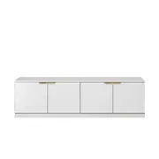 European Cabinetry White Slim Pull Brass Handles Bucharest TV Unit